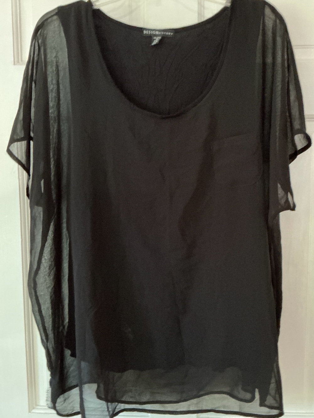 DESIGN HISTORY SHEER BLACK TUNIC. - XXL